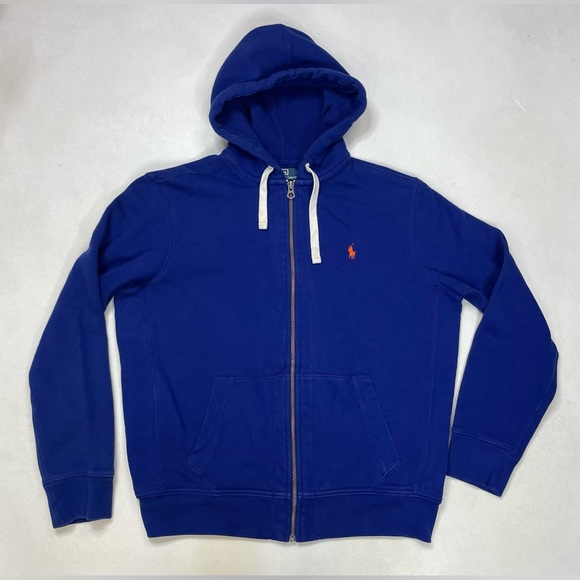 Polo Ralph Lauren Other - Polo Ralph Lauren Full Zip Hoodie Men Large Blue Pony Orange